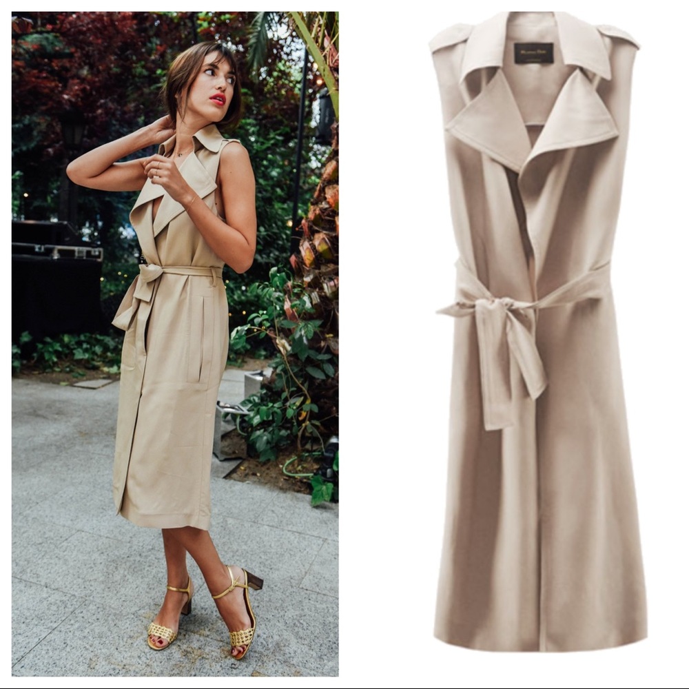 Massimo Dutti Flowing twill trench waistcoat